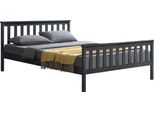 [Letto In Legno 180X200Cm Grigio Scuro Con Testata Alta E Rete A Doghe Letto A Doghe Letto In Legno Di Pino Letto Matrimoniale Letto Matrimoniale