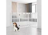 Costway Barriera Per Cani Alta 89 Cm, Cancelletto Di Sicurezza Pieghevole In Legno, Cancelletto Per Scale Barriera Per Cani Cancelletto Di Sicurezza Flessibile Per Porte (Bianco, 3 Pannelli)