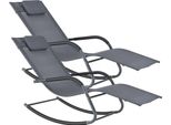 Lettino A Dondolo Caracena Set Di 2 147X63X89Cm Lettino Da Sole Fino A 120Kg Lettino A Dondolo Grigio Scuro