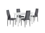 [Set Da Pranzo Con 4 Sedie 120X60Cm Tavolo Da Cucina In Bianco Con Poltrone Di Design Tavolo Da Sala Da Pranzo Con Set Di 4 Sedie Imbottite