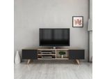Mobile Tv Assens 2 Ante E Vani Portaoggetti Panca Tv 40 X 160 X 31 Cm Tavolo Tv 2 Ante A Ribalta E Vani Portaoggetti Mobile Tv Ribassato Mobile Tv Rovere / Nero