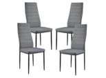 [Sedia Di Design Set Di 4 Sedie Con Schienale Alto Grigio Italiano Sedia Da Pranzo Imbottita