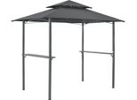 Padiglione Barbecue Parga 250X241X151Cm Padiglione Barbecue Con Bancone Bar Padiglione Da Giardino Con Tetto A Doppio Strato Acciaio Poliestere Grigio Scuro