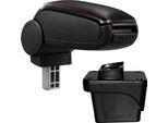 Bracciolo Centrale [Pro.Tec]® Personalizzato - Nero Con Cuciture Rosse - Bracciolo Specifico Per Il Veicolo Con Vano Portaoggetti - Rivestito In Pelle Finta