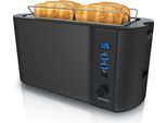 Tostapane Arendo 4 Fette, Tostapane A Fessura Lunga, Fessura Lunga, Acciaio Inox, 1500W, Display Con Indicatore Del Tempo Residuo, Piano Per Il Pane, Funzione Di Scongelamento, Alloggiamento Termoisolante, Nero