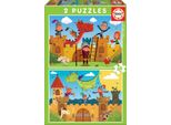 Educa 17151, Draghi E Cavalieri, Puzzle Da 2X48 Pezzi Per Bambini Dai 4 Anni In Su