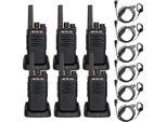 Retevis RT668 Walkie Talkie Con Auricolare, Radio Senza Licenza PMR446, Walkie Talkie Ricaricabile A Lunga Portata, Radio Portatile Per Sicurezza, Ristoranti E Hotel (Nero, 6 Pezzi)