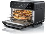 Arendo Heißluftfritteuse 1800 Watt, Minibackofen, Airfryer, 25L, Edelstahl, Pizzaofen, 4 Ebenen, Mini Backofen mit Umluft, Timer, 12 Programme, Backen, Dörren, Frittieren, ohne Öl, Schwarz