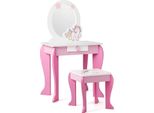 Costway Tavolino Da Toilette Per Bambini Con Sgabello, Tavolino Da Toilette Per Principesse Con Cassetto E Specchio Rimovibile, Tavolino Da Toilette Rosa, Tavolino Da Trucco Per Bambine Dai 3 Ai 7 Anni (Rosa)