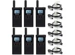 Retevis RB628 Radio Con Auricolare, Set Radio Ricaricabile, PMR446 Senza Licenza 16 Canali, 1500Mah, Vox, Schermo Lcd, Walkie-Talkie Per Scuola, Parchi Giochi, Cantina (6 Pezzi, Nero)