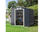 Capanno Per Attrezzi In Metallo Costway 213X127X195 Cm, Capanno Per Attrezzi Con Serratura, Capanno Da Giardino Con 4 Prese D'aria E Porta Scorrevole