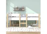 Letto Per Bambini Sweiko In Legno Massiccio 90X200Cm Con Rete A Doghe E Protezione Anticaduta Pino Bianco E Rovere
