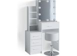 Vicco Tavolo Da Toeletta Conrada, 80 Cm Con Illuminazione Led E Sgabello, Bianco