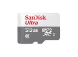 Sandisk Ultra, 512 Gb, Microsdxc, Classe 10, UHS-I, 100 Mb/S, Bianco, Grigio