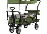 Carrello Pieghevole Zelsius Con Tetto, Verde/Grigio, Carrello Di Trasporto Con Sistema A Cinghie, Carrello Pieghevole