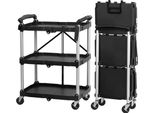 Carrello Di Servizio Pieghevole Mahlzeit Con Rotelle, Carico Fino A 150 Kg, Portaoggetti A 3 Ripiani, Nero