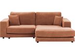 BELIANI Ecksofa Hellrot Stoff L-förmig 3-Sitzer Sofa mit Liege Chaiselongue Linksseitig Wohnzimmermöbel Modern Wohnzimmer Wohnecke Sitzecke