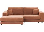 BELIANI Ecksofa Hellrot Stoff L-förmig 3-Sitzer Sofa mit Liege Chaiselongue Rechtsseitig Wohnzimmermöbel Modern Wohnzimmer Wohnecke Sitzecke