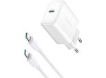 Joyroom Jr-Tcf24 Caricatore Di Rete Usb-C Pd 30W Qc Sfc - Bianco + Cavo Usb-C 1M