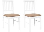 Vidaxl Sedie Da Pranzo Con Cuscino 2 Pz. Legno Massiccio Bianco In Legno Di Gomma