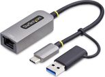 Startech.Com Adattatore Di Rete USB-C/USB-A A Ethernet Gigabit 10/100/1000Mbps Usb 3.0