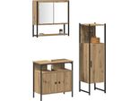 Vidaxl Set Di Mobili Da Bagno Con Ripiano Con Porta 3 Pezzi Materiale A Base Di Legno Marrone