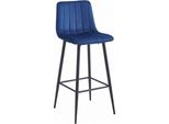 Sgabello Valora Pozza In Velluto Blu Navy Con Gambe Nere X1 - Elegante Sgabello In Velluto Blu Navy