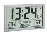 Tfa-Dostmann Digital Xl Orologio Radiocontrollato Con Clima Interno - Argento - Igrometro Per Interni - Termometro Per Interni - Igrometro - Termometro