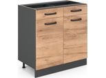 Vicco Mobiletto Base Per Cucina R-Line, 80 Cm Senza Piano Di Lavoro, Quercia Dorata/Antracite