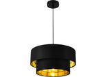 Lampada A Sospensione Lopar E27 Plafoniera Lampada A Sospensione 40 Cm Metallo Tessuto Nero-Oro