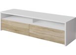 Dmora Mobile Porta Tv Ahuri 40X130X36H Cm Bianco, 2 Vani 2 Ante