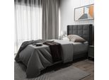 Letto Imbottito Merax 90X200Cm Con Rete A Doghe E Testata Imbottita, Struttura Letto Per Ragazzi In Lino, Grigio