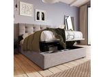 Letto Merax A Molle Idrauliche 90X200Cm Letto Imbottito Con Rete E Testata Regolabile, Rete A Doghe In Metallo, Letto In Legno Di Pino Letto Funzionale In Velluto, Grigio Chiaro