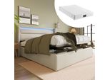Letto A Molle Sweiko Letto Imbottito Letto Matrimoniale Con Illuminazione Led Letto Contenitore 140X200Cm Bianco (Con Materasso)