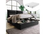 Letto Sweiko A Molle Idrauliche 140X200Cm Letto Imbottito Testata Regolabile Con Rete A Doghe Letto Contenitore Letto Matrimoniale In Velluto Nero (Con Materasso)