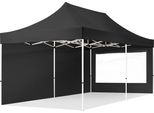 Toolport 3X6 M Gazebo Pieghevole Con Laterali (Finestre Panoramiche), Economy Acciaio, Nero