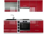 Vicco Cucina Componibile Fame-Line, 235 Cm , Pt Marmo, Bordeaux Lucido/Bianco
