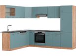Vicco Cucina Angolare Completa R-Line, 227 X 287 Cm , Pt Antracite, Rovere Blu-Grigio/Oro