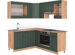 Vicco Cucina Angolare Completa Fame-Line, 160 X 190 Cm , Pt Rovere, Quercia Verde-Oro Country/Oro Power