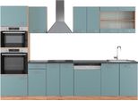 Vicco Cucina Componibile R-Line, 300 Cm Con Armadio Alto, Pt Antracite, Rovere Blu-Grigio/Oro