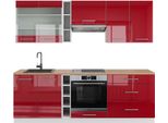 Vicco Cucina Componibile Fame-Line, 235 Cm , Pt Rovere, Bordeaux Lucido/Bianco