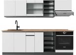 Vicco Cucina Componibile R-Line, 240 Cm , Pt Rovere, Bianco/Antracite