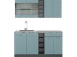 Vicco Cucina Completa R-Line, 160 Cm , Pt Marmo, Blu-Grigio/Antracite