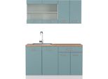 Vicco Cucina Monoblocco R-Line, 140 Cm , Pt Rovere, Blu-Grigio/Bianco