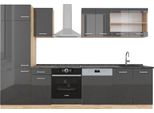 Vicco Cucina Componibile R-Line, 300 Cm , Pt Antracite, Antracite Lucido/Oro Power Oak