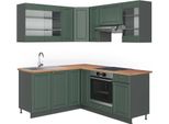 Vicco Cucina Angolare Completa Fame-Line, 160 X 190 Cm , Pt Rovere, Verde-Oro Country House/Antracite
