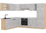 Vicco Cucina Angolare Completa R-Line, 227 X 287 Cm , Pl Marmo, Calcestruzzo/Quercia Dorata