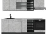 Vicco Cucina Componibile R-Line, 240 Cm , Pl Marmo, Calcestruzzo/Antracite