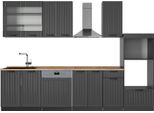 Vicco Cucina Componibile Fame-Line, 300 Cm Con Armadio Alto, Pl Rovere, Grigio Scuro/Antracite