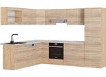 Vicco Cucina Angolare Completa R-Line, 227 X 287 Cm , Pl Marmo, Rovere Sonoma/Goldkraft
